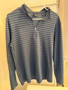 Men's Striped Half-Zip Sweater in Blue
